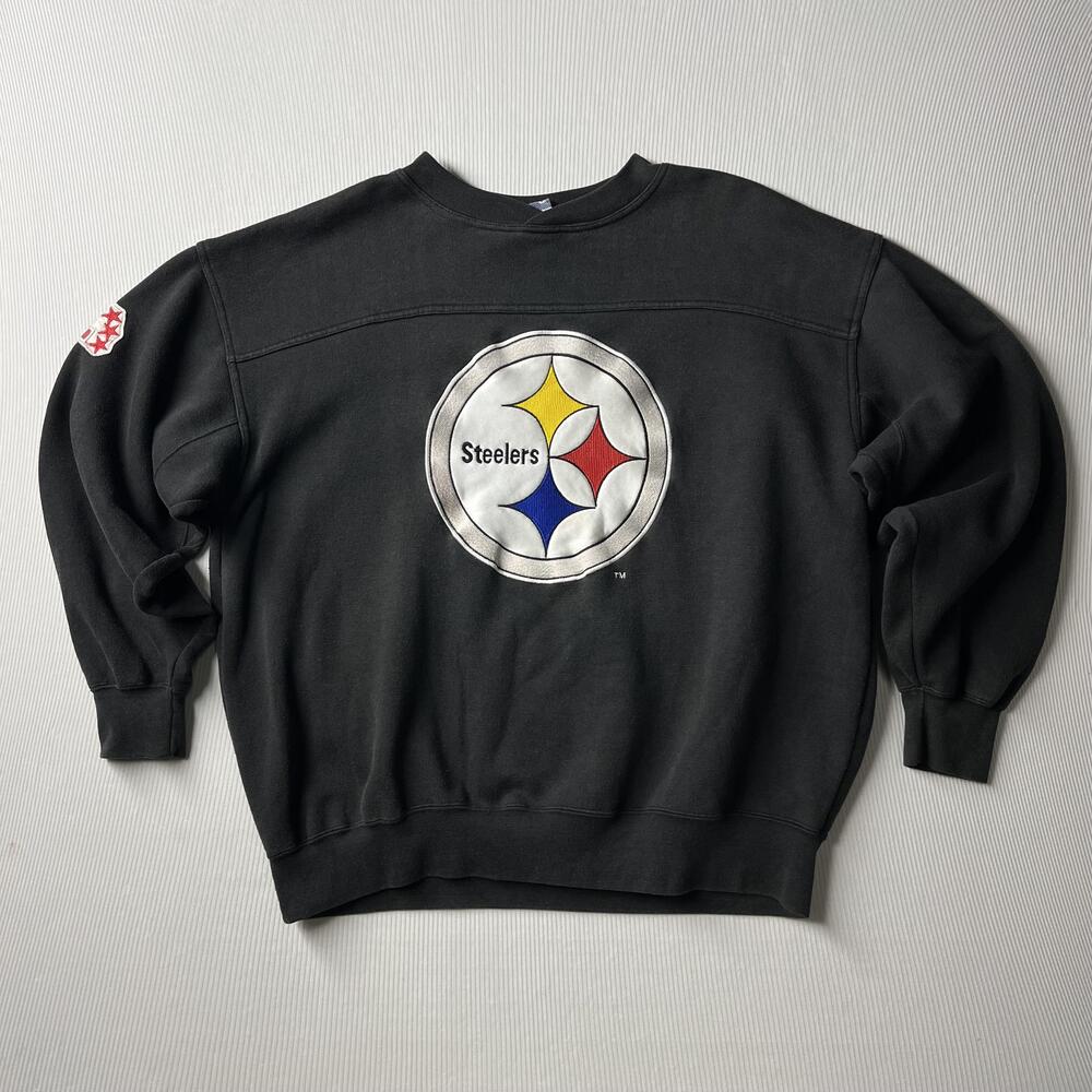Vintage Pittsburgh Steelers Sweatshirt Mens Black NFL Football Lee Sport 90s